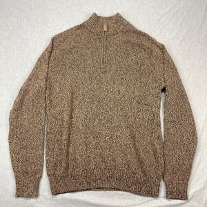 Mens St Johns Bay 1/4 Zip Pullover Sweater Knit Brown‎ Classic Casual